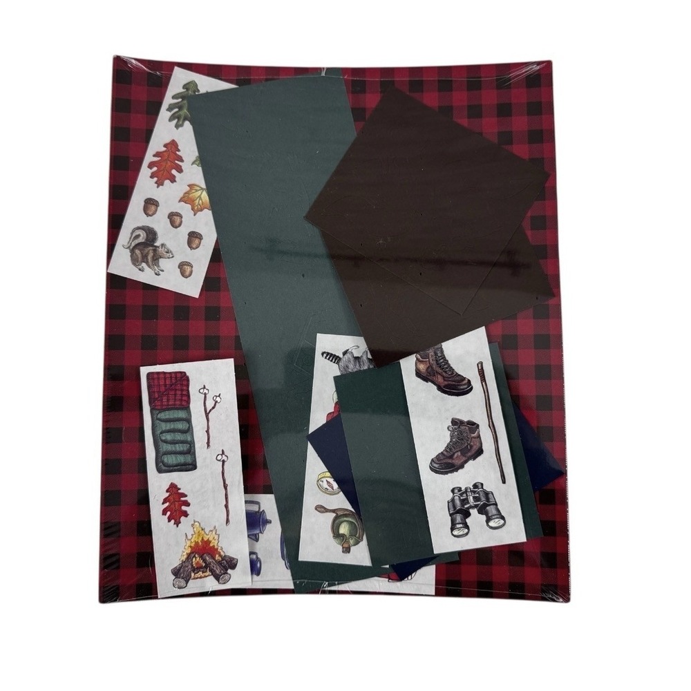 New Creative Memories Wilderness Combo Pack Stickers Die Cuts Red Plaid Paper